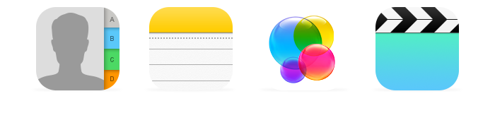 Contact, Notes, Game Center and Video Icon with grid system